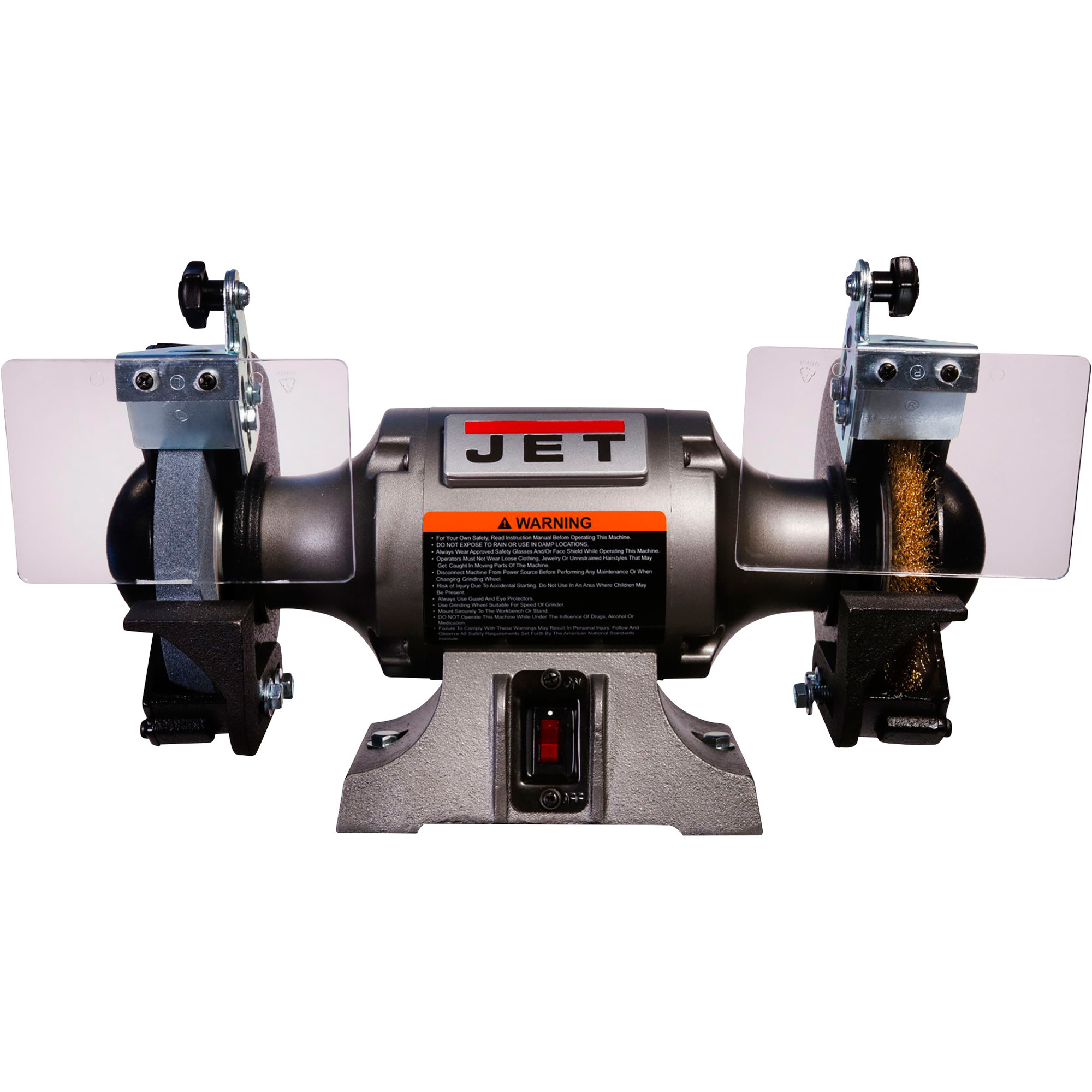 JET Benchtop Shop Grinder with Grinding Wheel and Wire Wheel, 6in. Dia. Wheels, 1/2 HP, 3450 RPM, Model# JBG-6W